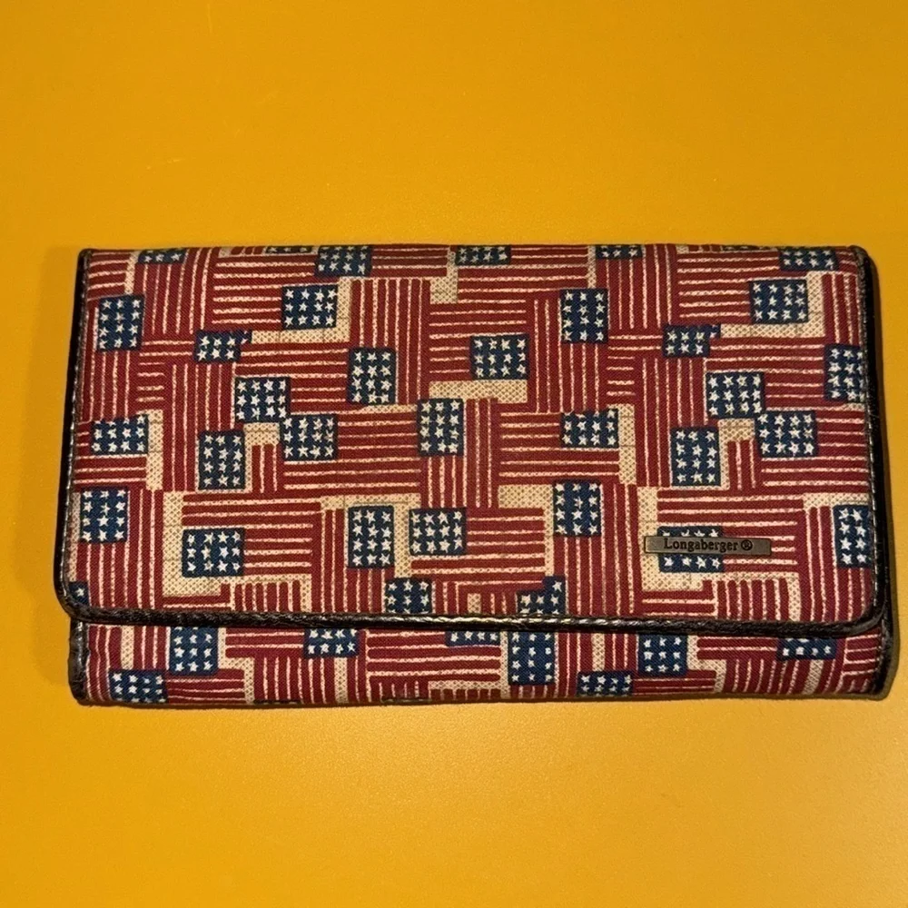 Longaberger Homestead Americana USA Flag Shoulder Tote Bag & Wallet Matching Set
